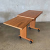 Mid Century Teak Extendable Table on Wheels