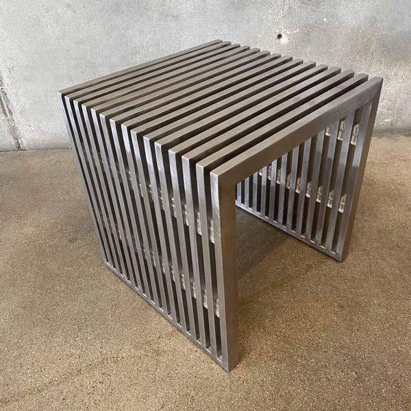 Mid Century Chrome Slatted Side Table