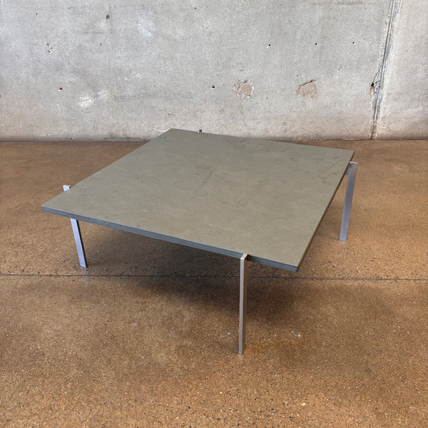 Poul Kjaerholm For E. Christensen Chrome Coffee Table With Custom Green Slate Top