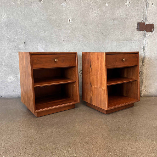 Mid 1960's Vintage Walnut Drexel Declaration End Table's Night Stands Set