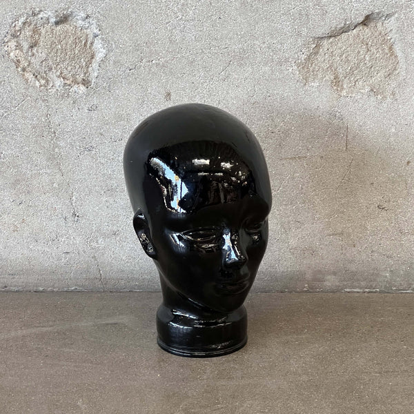 Vintage Black Glass Mannequin Head