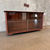 Mid Century Modern Walnut Glass Door Bookcase