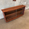 Mid Century Modern Walnut Glass Door Bookcase