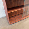 Mid Century Modern Walnut Glass Door Bookcase