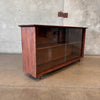 Mid Century Modern Walnut Glass Door Bookcase