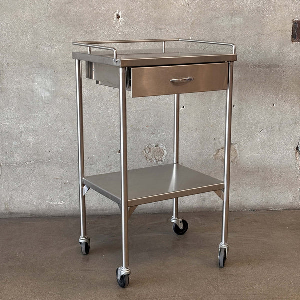 Vintage Stainless Steel Rolling Cart with Drawer