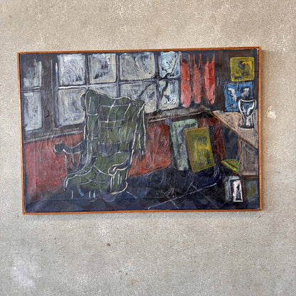Mid Century Modern Expressionist Art Oil Painting