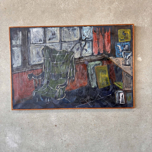 Mid Century Modern Expressionist Art Oil Painting