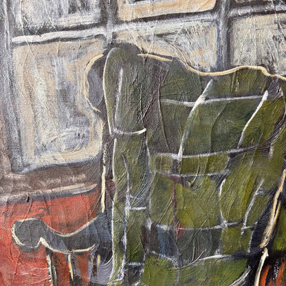 Mid Century Modern Expressionist Art Oil Painting