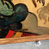 1930s Mexican Folk Art Painting On Board - Signed "D. Valez"