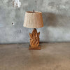 Mid Century Carved Cala Lily Lamp