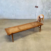 Mid Century Walnut & Cane Bench