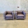 Pair of Bauhaus Style Le Corbusier LCZ Chrome & Leather Club Chairs