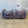 Pair of Bauhaus Style Le Corbusier LCZ Chrome & Leather Club Chairs