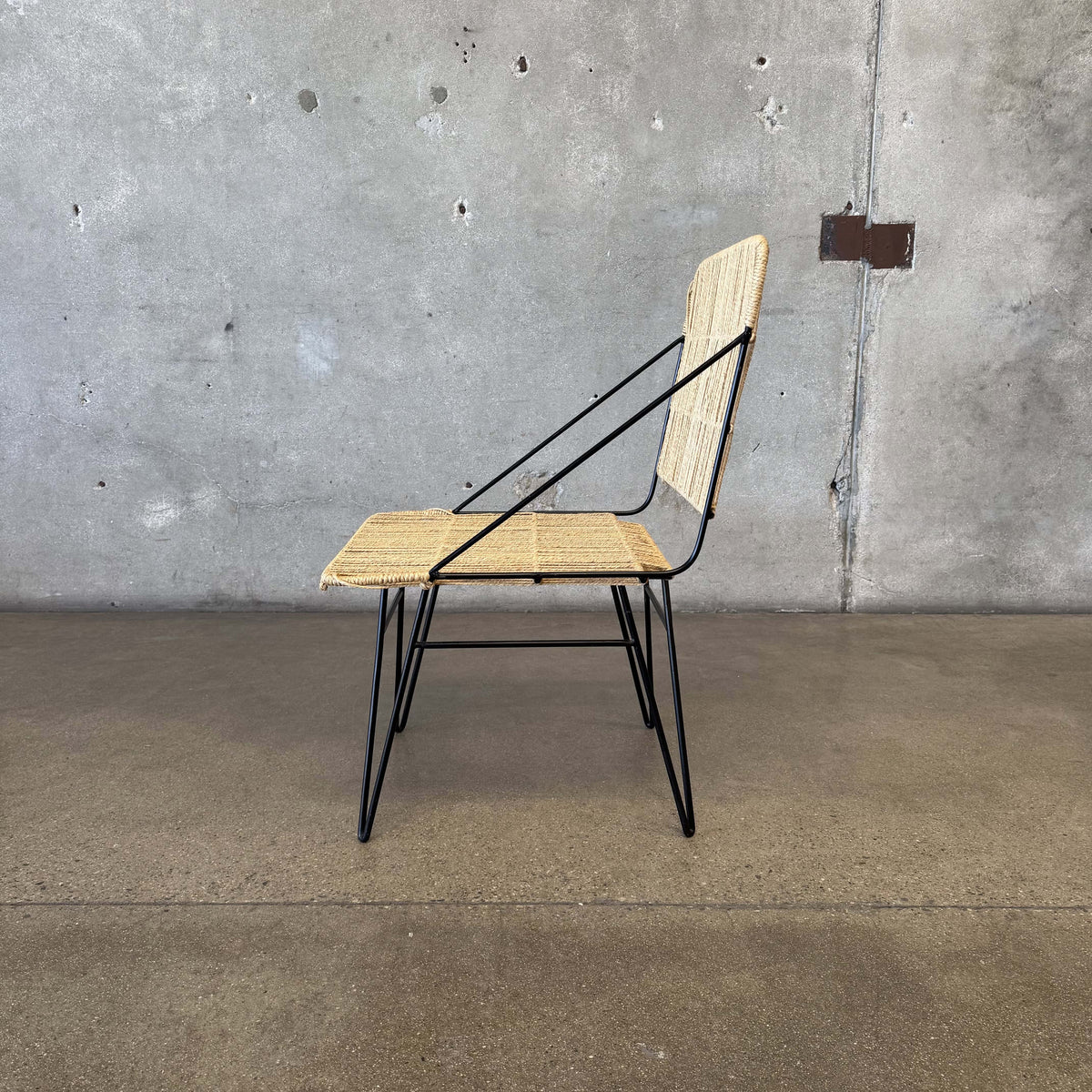 Modern Iron & Jute Accent Chair