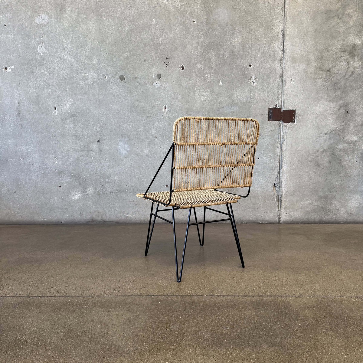 Modern Iron & Jute Accent Chair