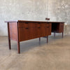 Mid Century Modern Eight Foot Walnut Desk With Eight Drawers