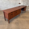 Mid Century Modern Eight Foot Walnut Desk With Eight Drawers