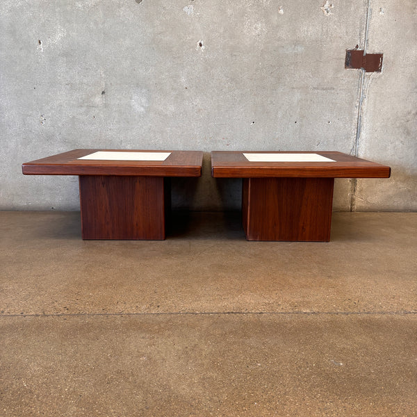 Pair of Danish Walnut & Tile Tables