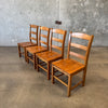 Set of 4 Italian Solid Oak Farmhouse Chairs