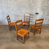 Set of 4 Italian Solid Oak Farmhouse Chairs