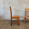 Set of 4 Italian Solid Oak Farmhouse Chairs