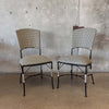 Olive and Cream Woven Cast Iron Patio Chairs #1