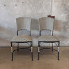 Olive and Cream Woven Cast Iron Patio Chairs #1