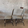 Olive and Cream Woven Cast Iron Patio Chairs #1