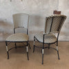 Olive and Cream Woven Cast Iron Patio Chairs #1