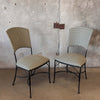 Olive and Cream Woven Cast Iron Patio Chairs #2