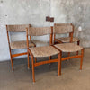 Set of Four 1970s Mid Century Modern Tweed Teak D Scan Dining Chairs