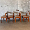 Set of Four 1970s Mid Century Modern Tweed Teak D Scan Dining Chairs