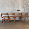 Set of Four 1970s Mid Century Modern Tweed Teak D Scan Dining Chairs