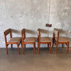 Set of Four 1970s Mid Century Modern Tweed Teak D Scan Dining Chairs