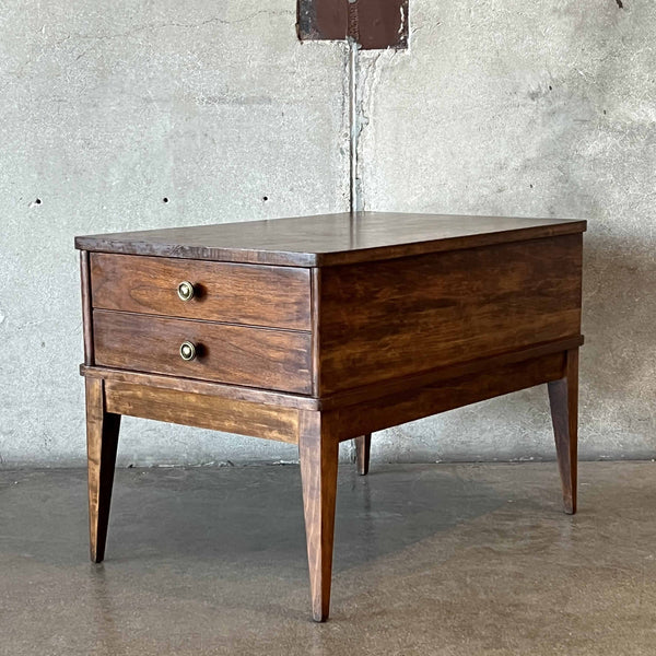 Vintage Walnut End Table With Small Inlay Detail