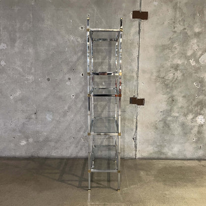 Vintage Chrome & Gold Five Shelf Etagere