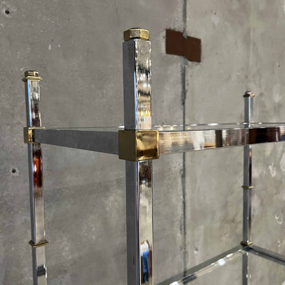 Vintage Chrome & Gold Five Shelf Etagere