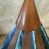 Mid Century Modern Ceramic & Wood Octagonal Lamp