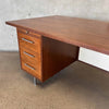 Late 1950s Solid Walnut Architectural Executive Desk With Chrome Steel Legs