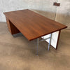 Late 1950s Solid Walnut Architectural Executive Desk With Chrome Steel Legs