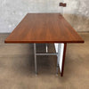 Late 1950s Solid Walnut Architectural Executive Desk With Chrome Steel Legs