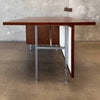 Late 1950s Solid Walnut Architectural Executive Desk With Chrome Steel Legs