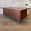 Late 1950s Solid Walnut Architectural Executive Desk With Chrome Steel Legs