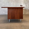 Late 1950s Solid Walnut Architectural Executive Desk With Chrome Steel Legs