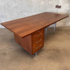 Late 1950s Solid Walnut Architectural Executive Desk With Chrome Steel Legs