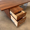 Late 1950s Solid Walnut Architectural Executive Desk With Chrome Steel Legs