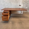 Late 1950s Solid Walnut Architectural Executive Desk With Chrome Steel Legs