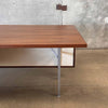 Late 1950s Solid Walnut Architectural Executive Desk With Chrome Steel Legs