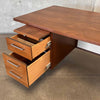 Late 1950s Solid Walnut Architectural Executive Desk With Chrome Steel Legs